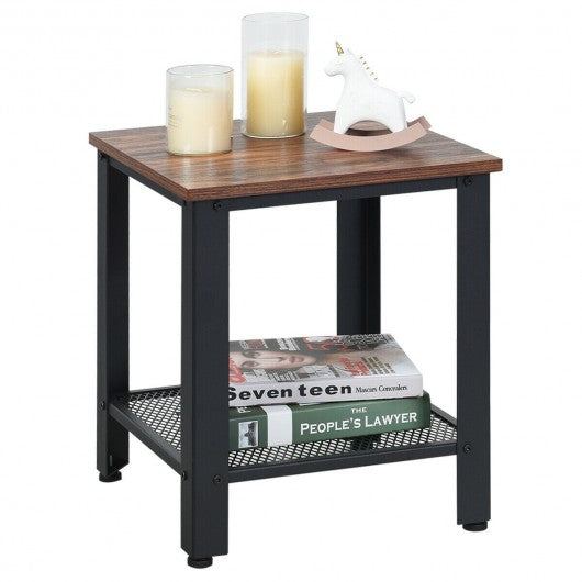 Industrial End Table 2-Tier Side Table