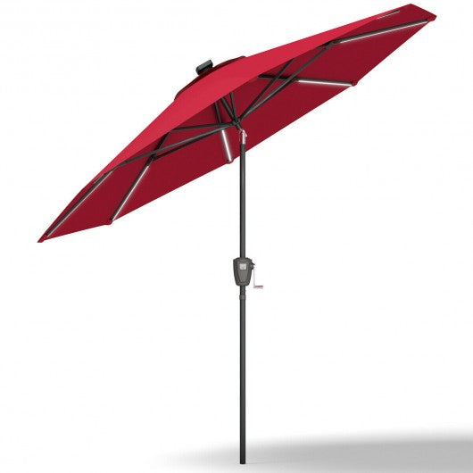 9 Ft Patio Solar Powered Umbrella with LED Light