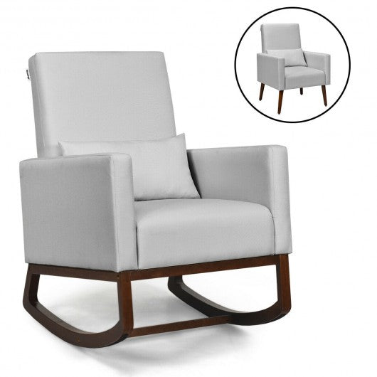 2 in 1 Fabric Upholstered Rocking Chair with Pillow