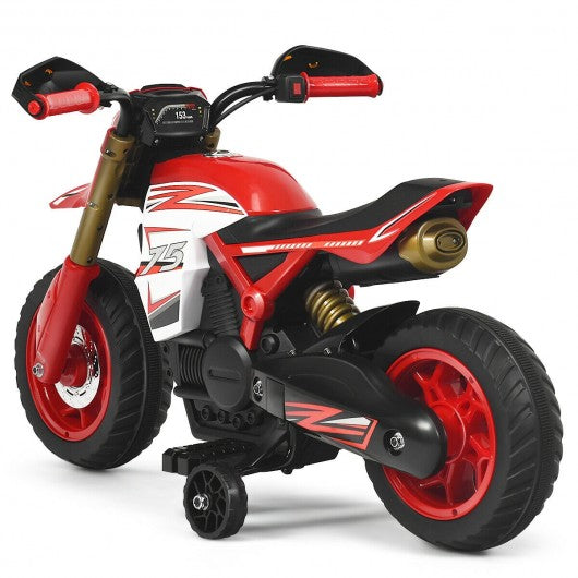 6V Electric Kids Ride-On Battery Motorcycle with Training Wheels