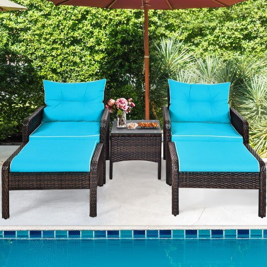 5 PCS Patio Rattan Furniture Set Sofa
