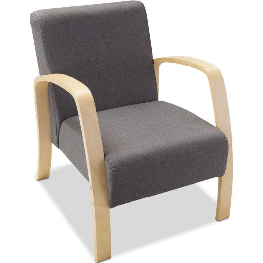 Mid Century Fabric Upholstered Wood Lounge Arm chair