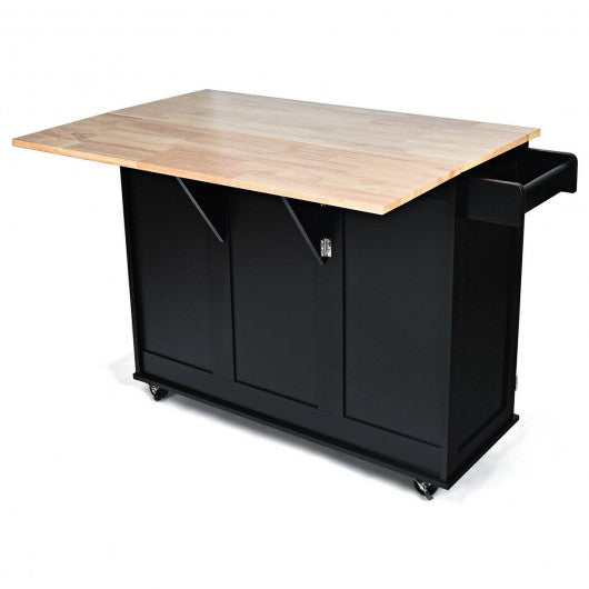 Drop-Leaf Kitchen Island Trolley Cart Wood Storage Cabinet