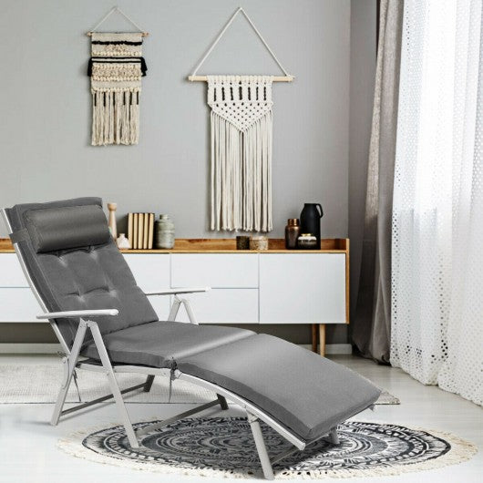 Outdoor Lightweight Folding Chaise Lounge Chair-Gray