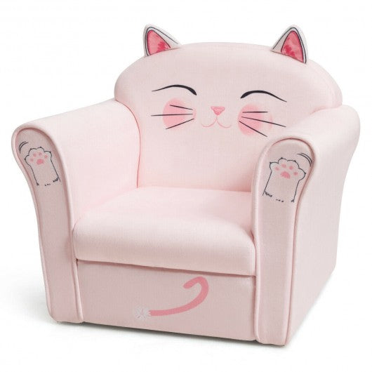 Kids Cat Armrest Couch Upholstered Sofa