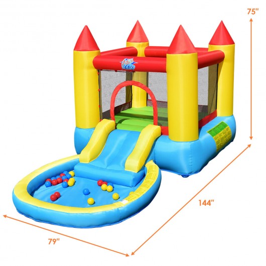 Kids Inflatable Bounce House Castle with Balls Pool & Bag
