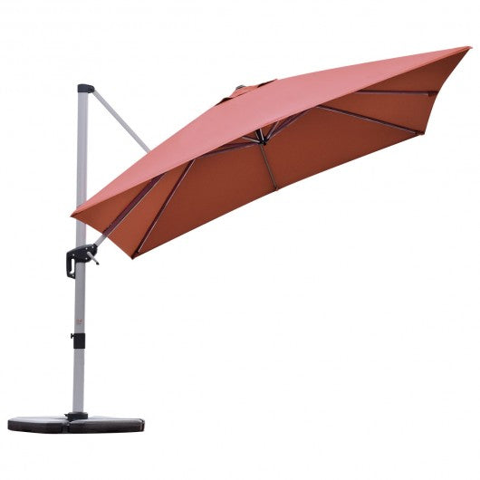 10 Ft 360 Degree Tilt Aluminum Square Patio Offset Cantilever Umbrella