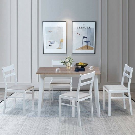 5 Piece Dining Set Table & 4 Chairs Wood Furniture Set