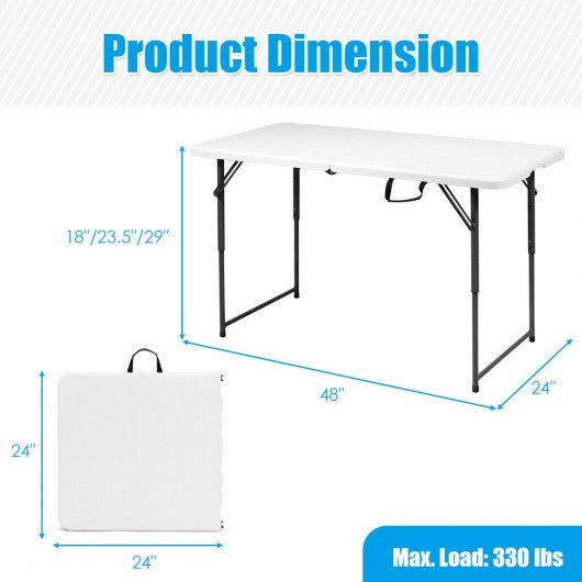 4ft Adjustable Camping and Utility Folding Table