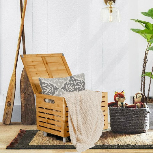 Bamboo Hanging and Rolling File Storage Organizer-Natural
