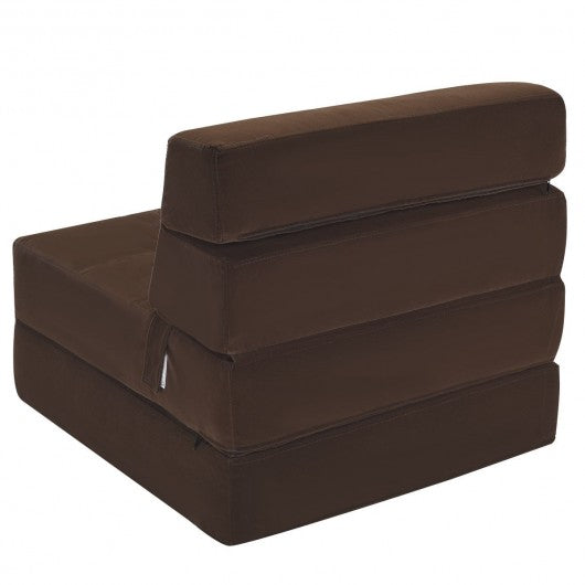 Tri-Fold Folding Chair Convertible Sleeper Bed