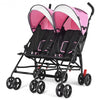 Foldable Twin Baby Double Stroller Ultralight Umbrella Kids Stroller-Pink