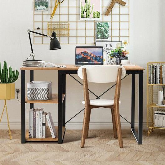 Computer Desk with Bamboo Top & 2 Storage Shelves-Natural Desk