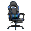 Massage Gaming Chair with Footrest & Lumbar Support-Blue