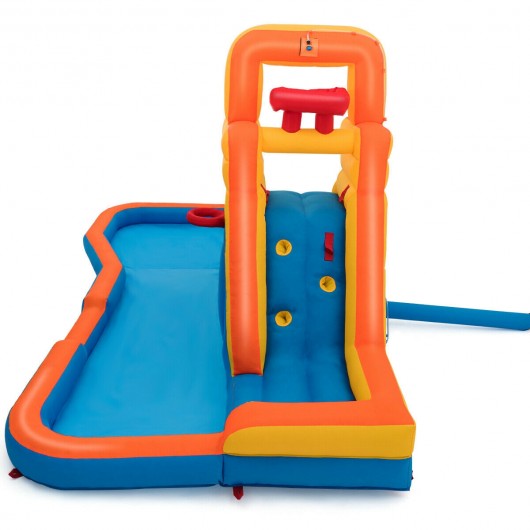 Inflatable Water Bouncer with Climbing Wall and Ball Hoop