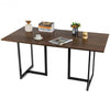 6 Person Industrial Dining Table Rectangular Kitchen Table with Metal Frame-Dark Brown Desk