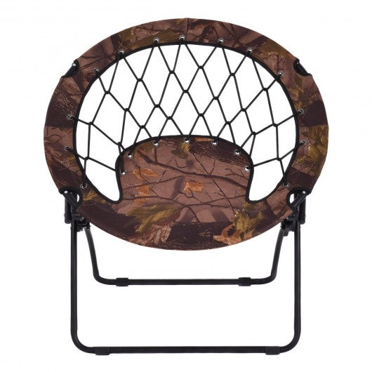 Outdoor Camping Folding Round Bungee Chair-Brown