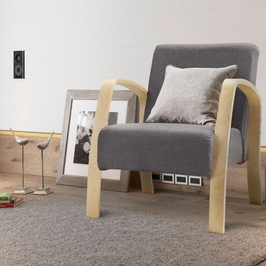 Mid Century Fabric Upholstered Wood Lounge Arm chair