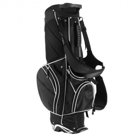 Golf Stand Cart Bag with 6-Way Divider Carry Pockets-Black