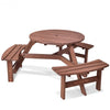 6-Person Patio Wood Picnic Table Beer Bench Set