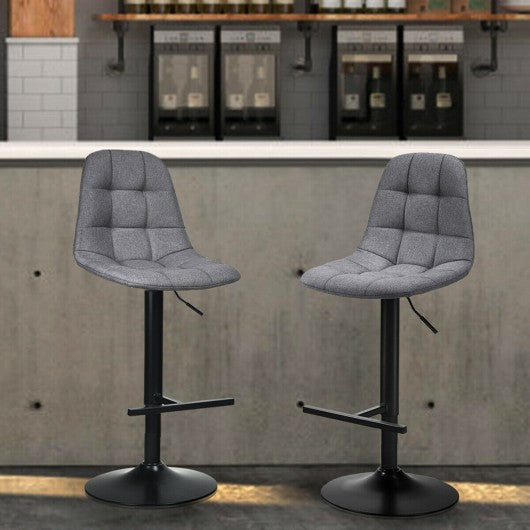 2Pcs Adjustable Bar Stools Swivel Counter Height Linen Chairs