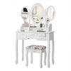 7 Drawer Tri-Folding Mirror Dressing Vanity Makeup Set