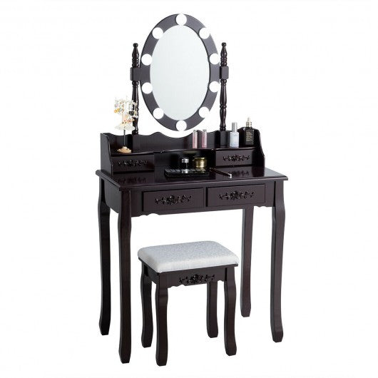 Makeup Dressing Table with Lighted Mirror and Touch Switch