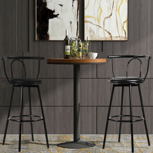 Set of 2 Swivel Seat Metal Frame Bar Stools with Footrest