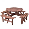 Patio 8 Seat Wood Picnic Dining Seat Bench Set