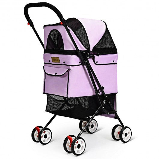 Pet Foldable Cage Stroller For Cat And Dog