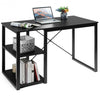 Computer Desk with Bamboo Top & 2 Storage Shelves-Black Desk