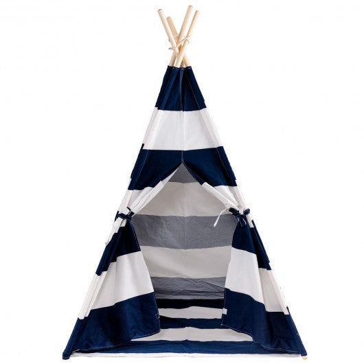 5' White & Blue Portable Indian Children Sleeping Dome Play Tent