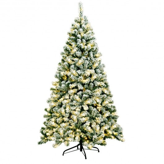 6 ft Pre-Lit Premium Snow Flocked Hinged Artificial Christmas Tree