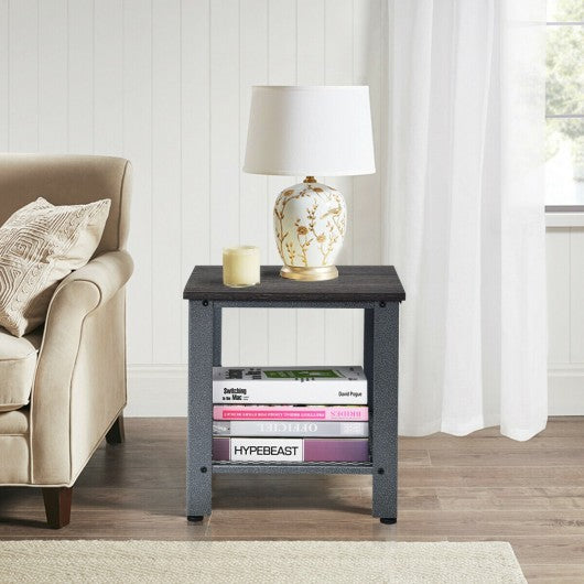 Industrial End Table 2-Tier Side Table