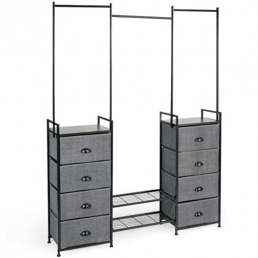 8 Drawer Fabric Dresser with Rack Multifunctional Storage Tower Metal