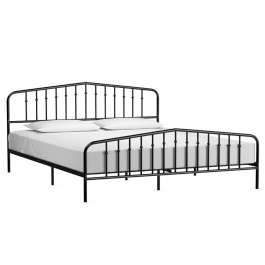 King Size Metal Bed Frame with Headboard & Footboard