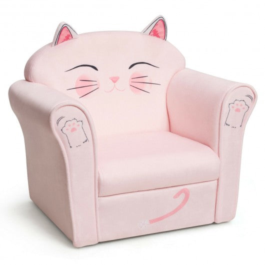 Kids Cat Armrest Couch Upholstered Sofa