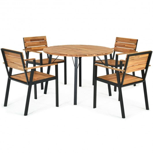 5 pcs Patio Dining Chair Set with Umbrella Hole