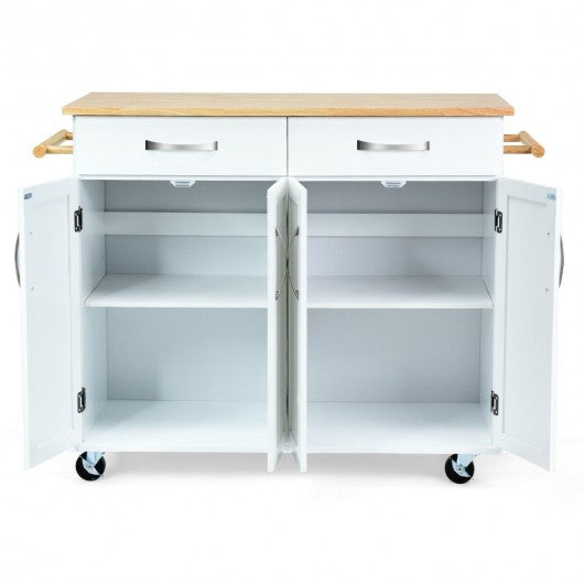 Wood Top Rolling Kitchen Trolley Island Cart Storage Cabinet
