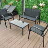 4 pcs Patio Furniture Set with Glass Top Coffee Table