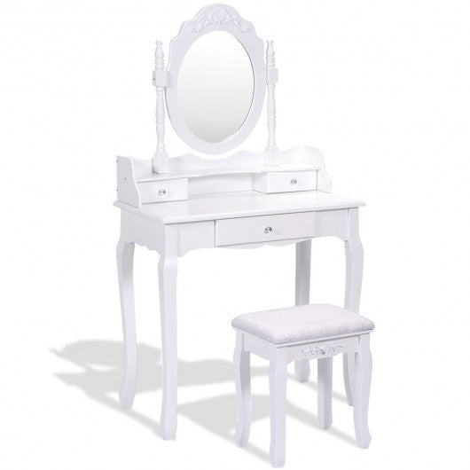 White Vanity Makeup Dressing Table with Mirror + 3 Drawers