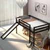 Twin Size Low Sturdy Loft Bed with Slide Wood