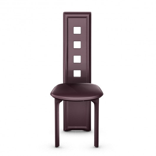 Set of 4 Steel Frame High Back Armless Dining Chairs