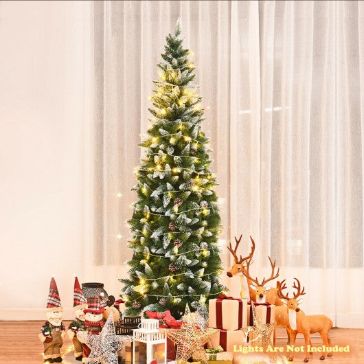5' / 6' / 7.5' Artificial Pencil Christmas Tree with Pine Cones-7.5'