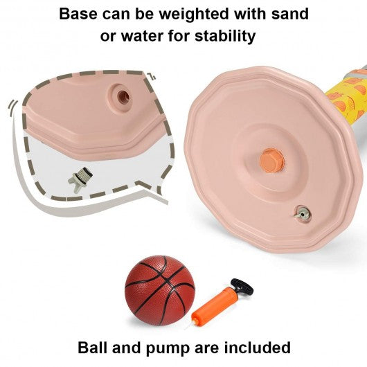 Kids Basketball Hoop Stand with Adjustable Height-Pink