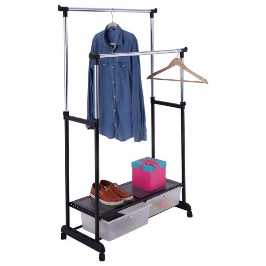 Double Adjustable Cloth Hanger Garment Rack