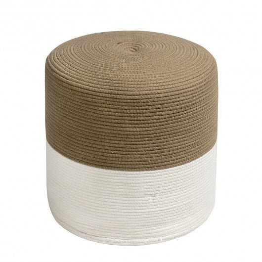 Pouf Ottoman Round for Sitting Braided Pouf with Jute Cover