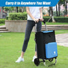 Folding Utility Shopping Trolley with Removable Bag-Blue