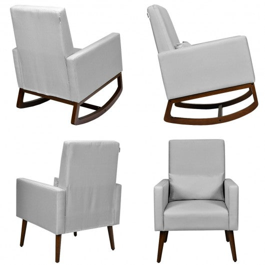 2 in 1 Fabric Upholstered Rocking Chair with Pillow