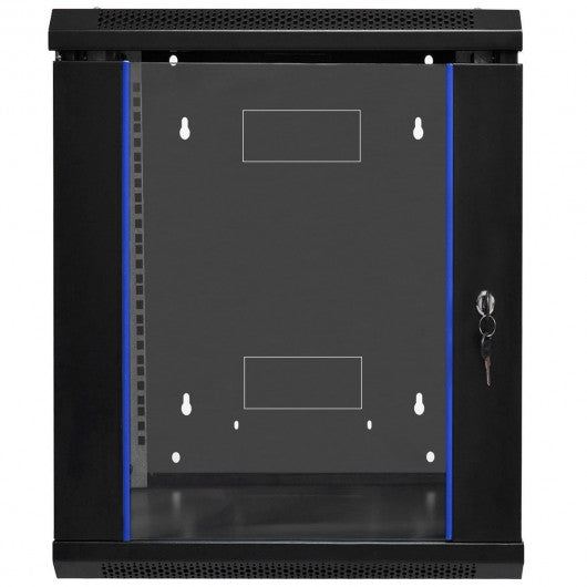 18U Wallmount Data Network Cabinet with Locking Glass Door